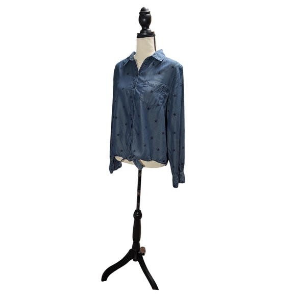 Velvet Heart Starry Blue Button-Down Shirt - Picture 2 of 8